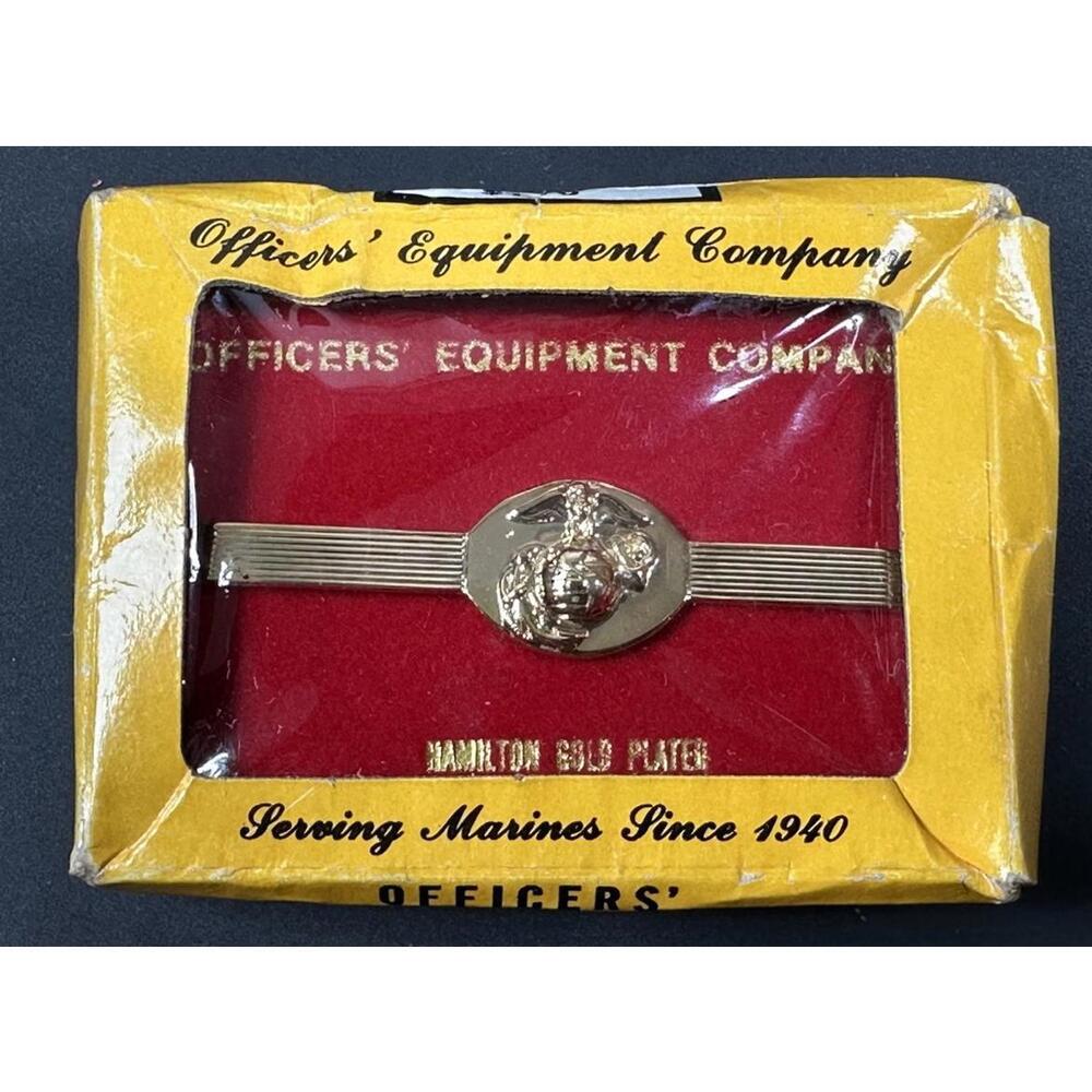USMC US MARINE CORPS GOLD TIE BAR NEW OFFICERS EQUIPMENT CO Anodized Gold Plated